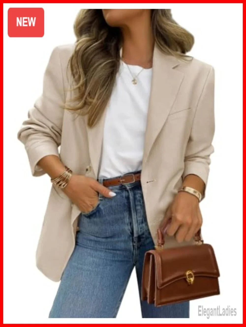 Women's Long Sleeve Notch Lapel Blazer with Pockets Business Casual Suit Jacket